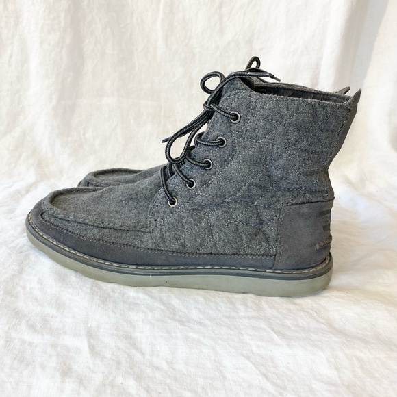 Toms Mens Searcher Boot Castlerock Quilted Wool Suede Grey Shoes - Picture 6 of 16